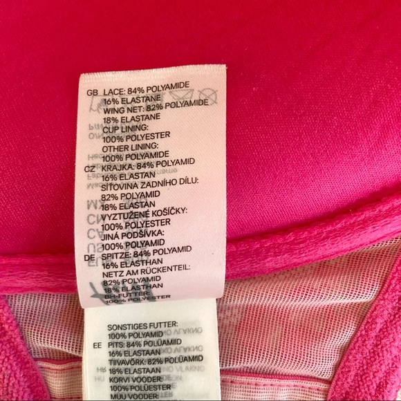 H&M Fancy Lace Lacey Sexy Push Up Underwire Bra Hot Pink 36D - Picture 9 of 10